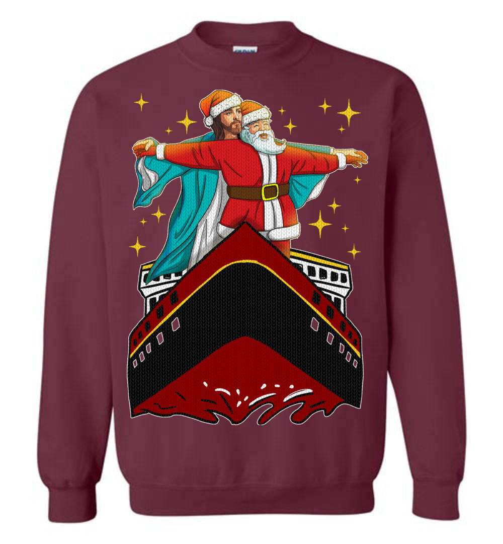 Men's Jesus And Santa Titanic Ugly Christmas Sweater
