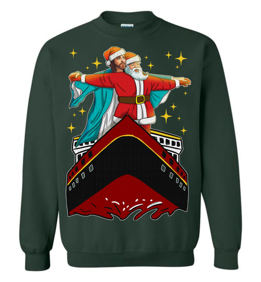 Men's Jesus And Santa Titanic Ugly Christmas Sweater