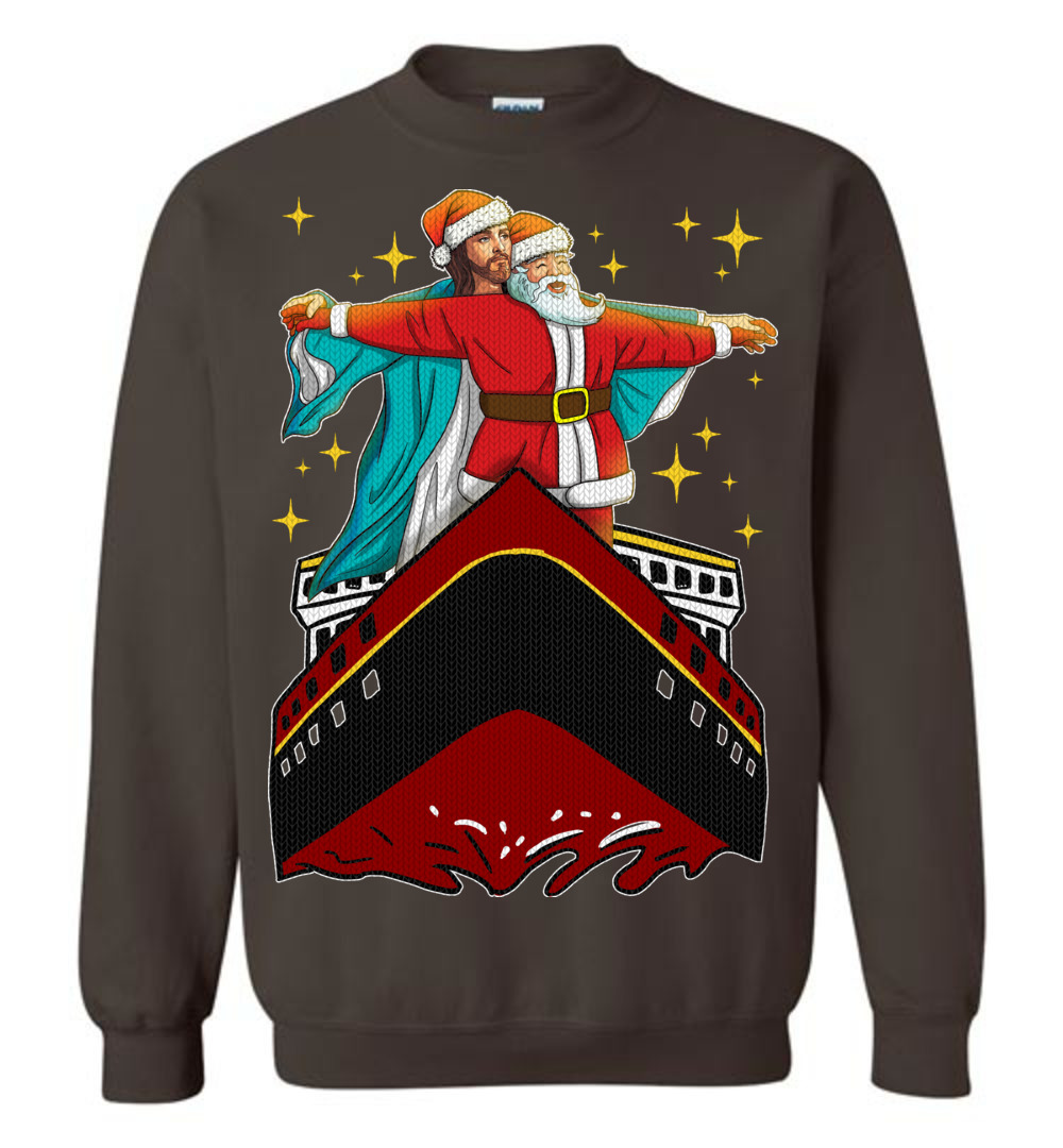 Men's Jesus And Santa Titanic Ugly Christmas Sweater