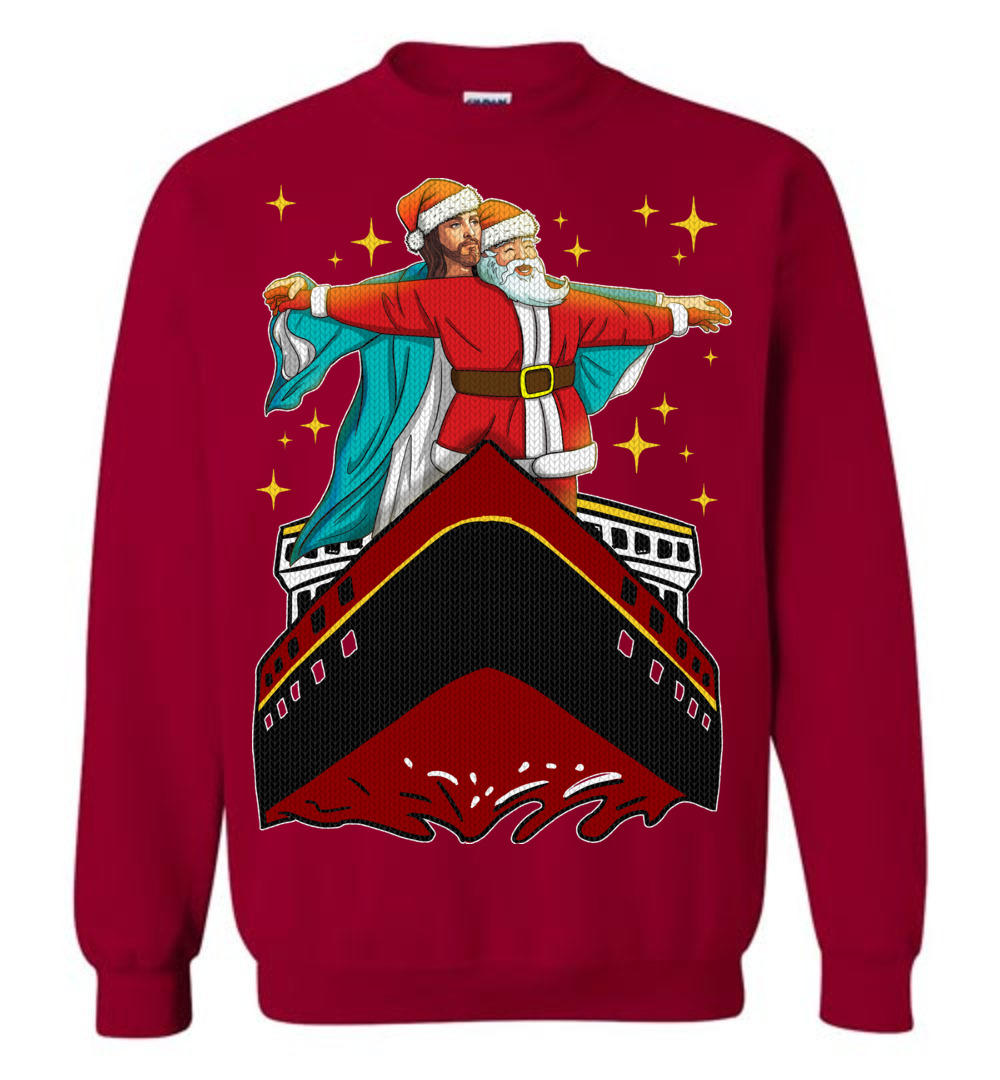 Men's Jesus And Santa Titanic Ugly Christmas Sweater