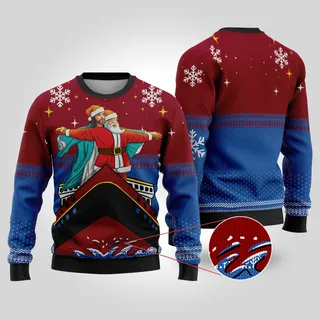 Jesus And Santa Titanic Ugly Christmas Sweater Cardinal Red