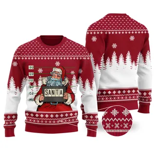 Santa Jail Ugly Christmas Sweater Cardinal Red