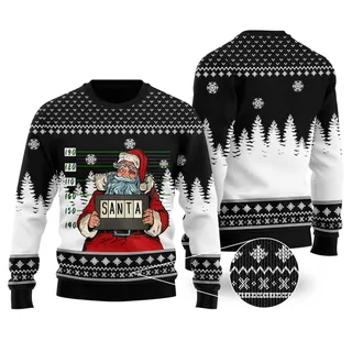 Santa Jail Ugly Christmas Sweater Black