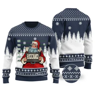 Santa Jail Ugly Christmas Sweater Navy