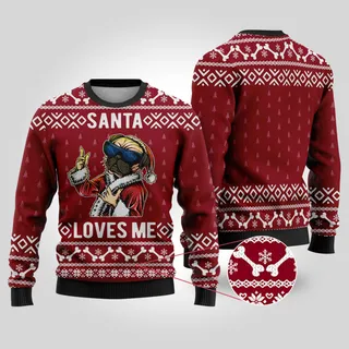 Bulldog Ugly Christmas Sweater Cardinal Red