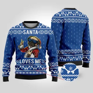Bulldog Ugly Christmas Sweater Royal