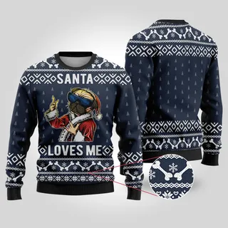Bulldog Ugly Christmas Sweater Navy