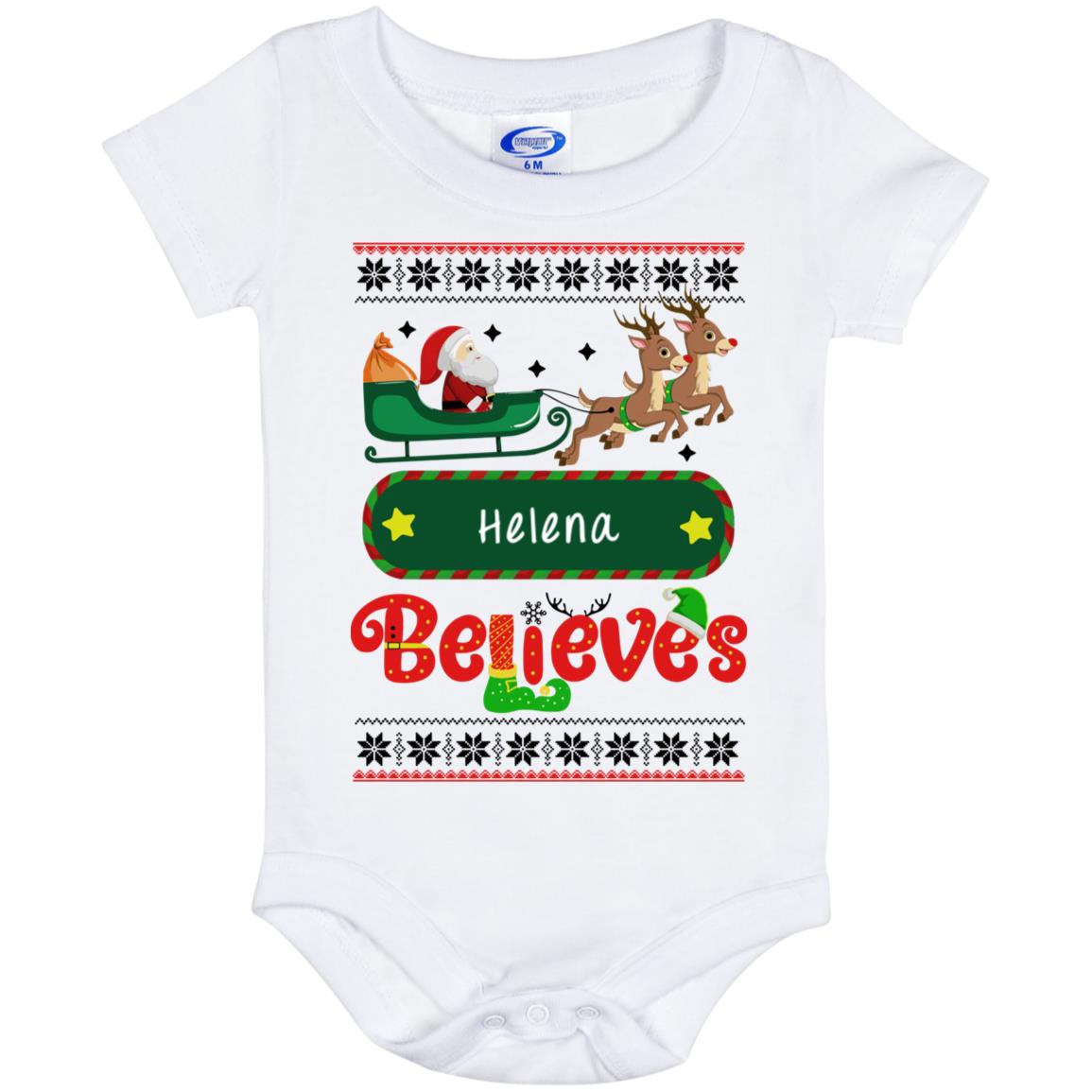 Believe Santa Sleigh Personalized Ugly Christmas Sweater For Baby 6 Months - variant image 1