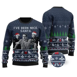 Witness For The Prosecution Ugly Christmas Sweater Navy
