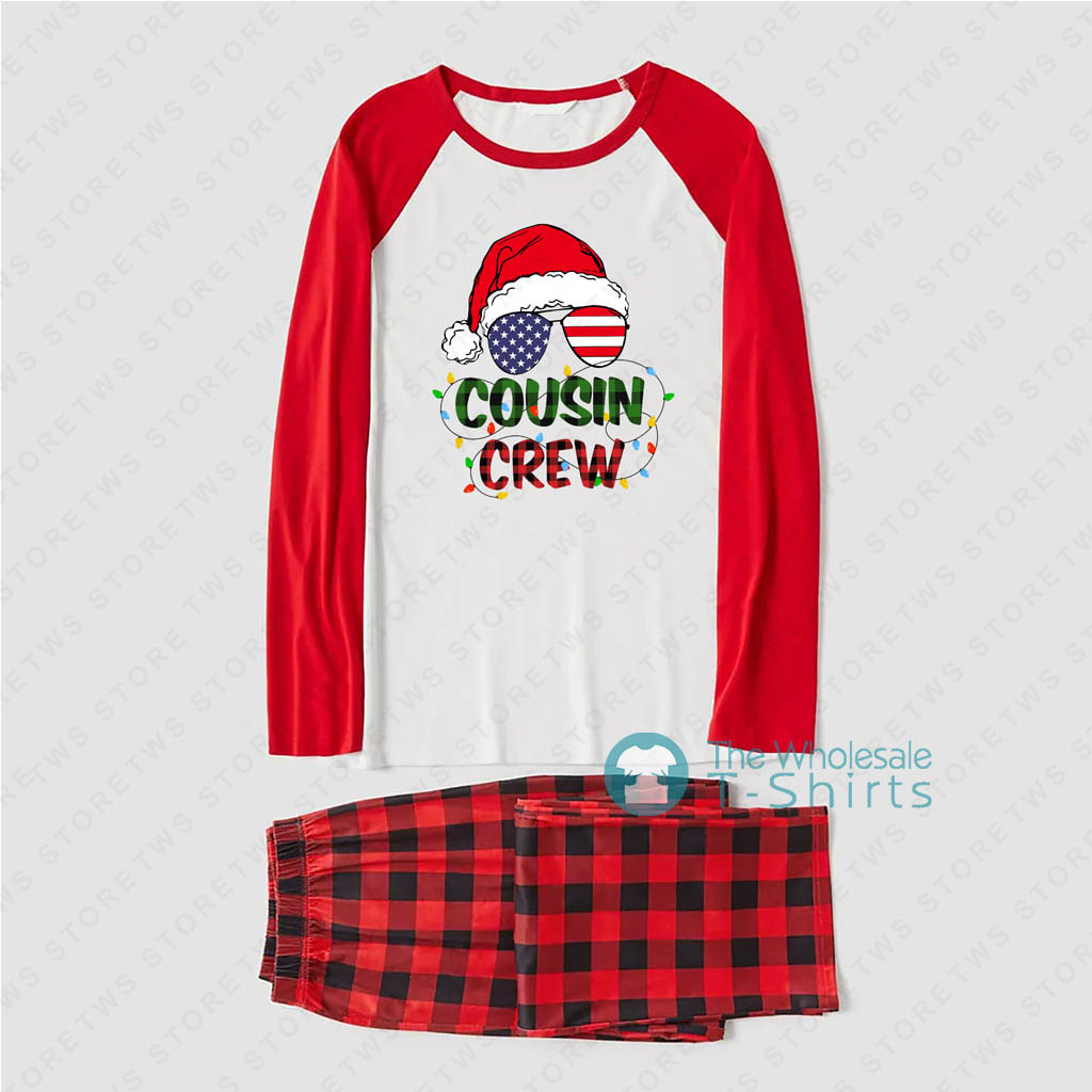 Santa Hat Sunglasses Cousin Crew Funny Christmas Pajamas
