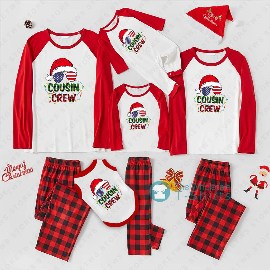 Santa Hat Sunglasses Cousin Crew Funny Christmas Pajamas