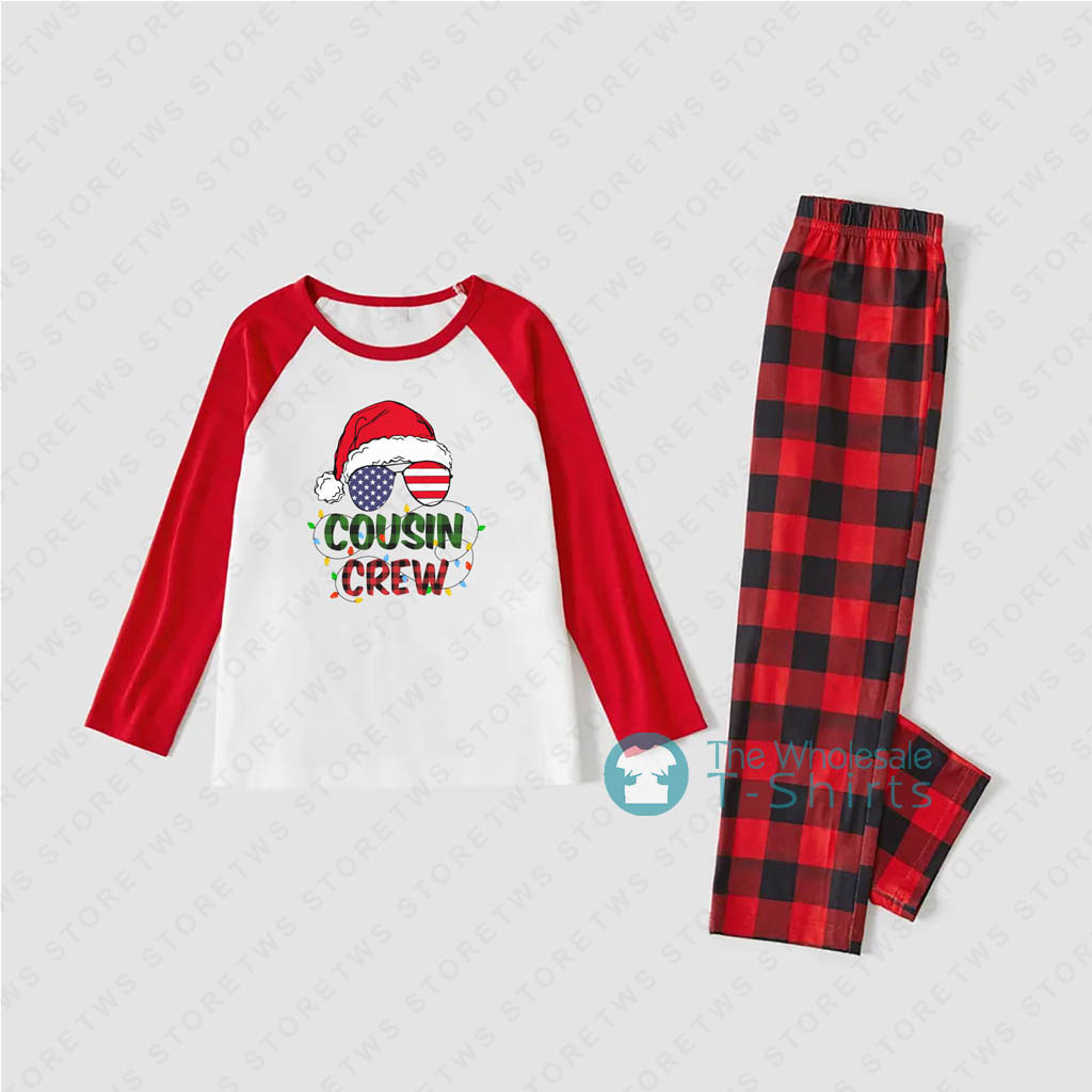 Santa Hat Sunglasses Cousin Crew Funny Christmas Pajamas