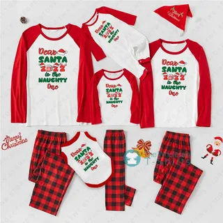 Funny Christmas Pajamas Santa Letter Matching Family Sets