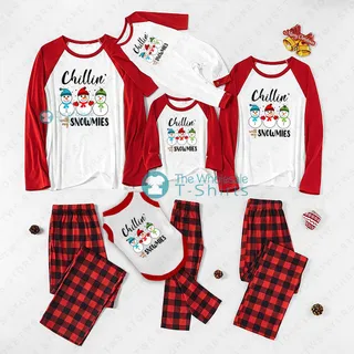 Best Chilling With Snowmies Matching Christmas Pajamas Family And Dog | Xmas Holiday Pajamas Gift Ideas