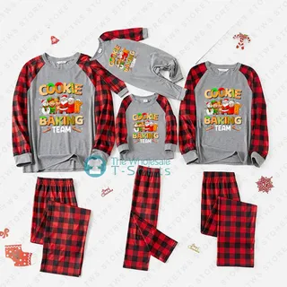 Best Christmas Cookie Baking Crew Pajamas Matching Dog And Owner Pajamas | Gray And Red Xmas Pajamas Sale