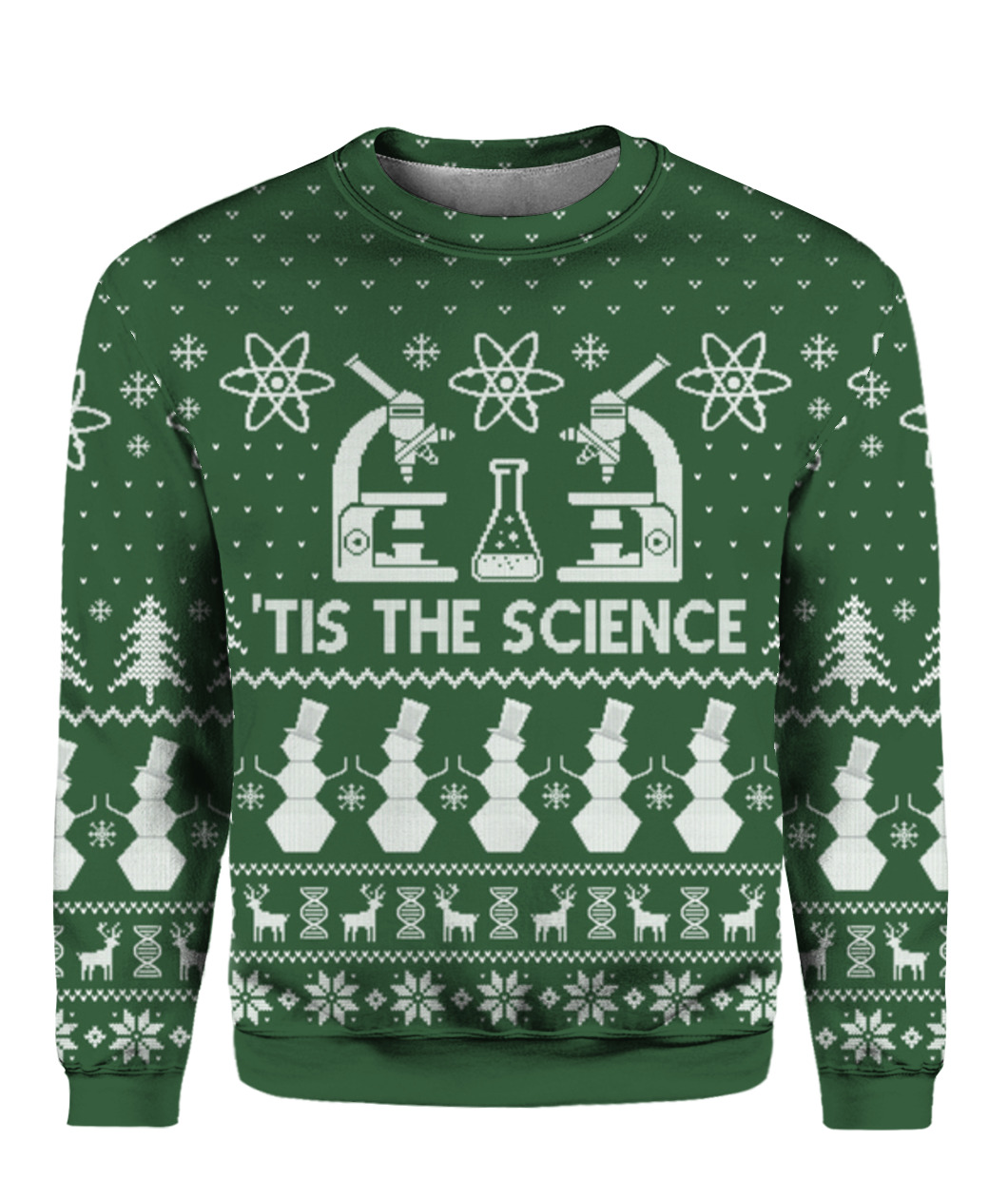 Tis The Science Christmas Sweater Green