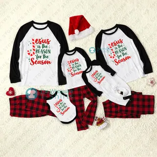 Jesus Family Christmas Pajamas | Jesus Is The Reason For The Reason Faith Based Pajamas For Family