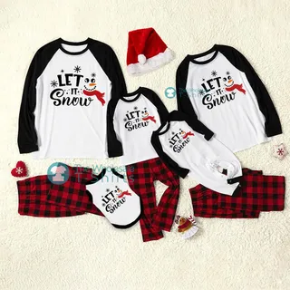 Snowman Family Christmas Pajamas Matching With Dog | Let It Snow Cute Christmas PJs