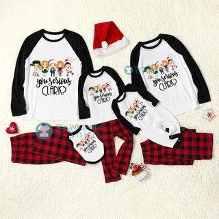 Funny Christmas Vacation Characters Chibi Matching Christmas Pajamas For Family And Dog