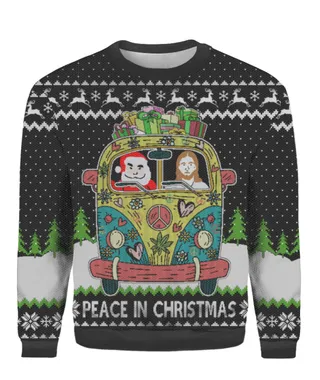Peace In Christmas Sweater Black
