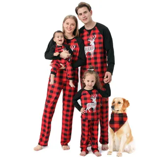 Best Buffalo Plaid Flannel Matching Christmas Pajamas Family Oh Deer With Dog