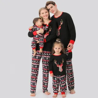 Matching Christmas Family Pajamas Reindeer Long Sleeve | Best PJs Christmas Ideas