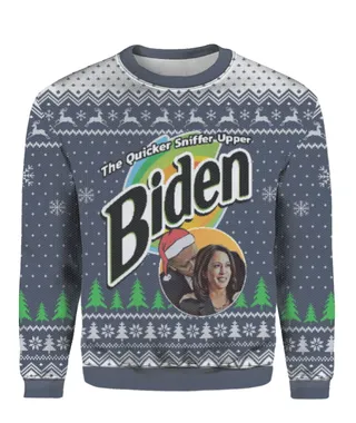 Biden The Quicker Sniffer Upper Christmas Sweater Navy