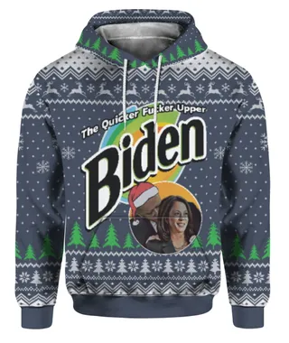 Biden The Quicker Fucker Upper Christmas Sweater Navy