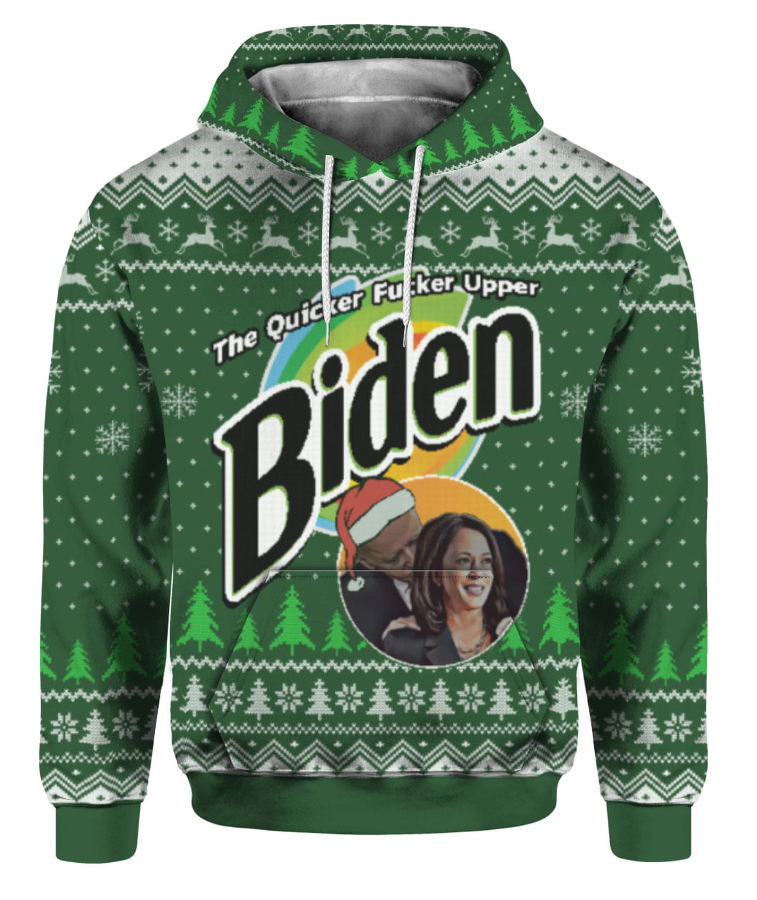 Biden The Quicker Fucker Upper Christmas Sweater Green