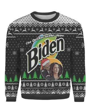 Biden The Quicker Sniffer Upper Christmas Sweater Black