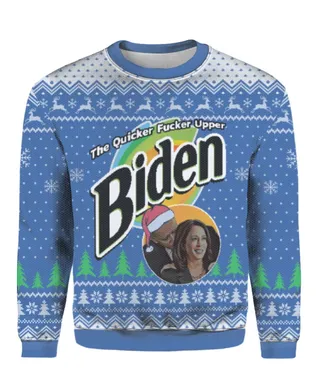 Biden The Quicker Fucker Upper Christmas Sweater Royal