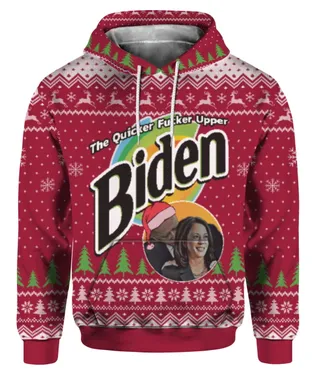 Biden The Quicker Fucker Upper Christmas Sweater Red