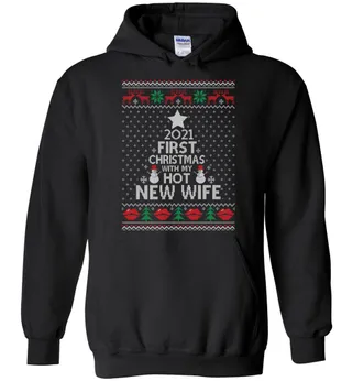 2021 First Christmas With My New Wife Christmas Hoodie Couple | Best Christmas Couple Gifts