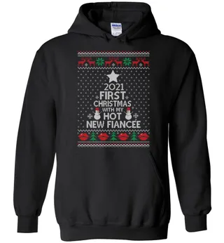 2021 First Christmas With My New Fiancee Christmas Hoodie Couple | Best Christmas Couple Gifts