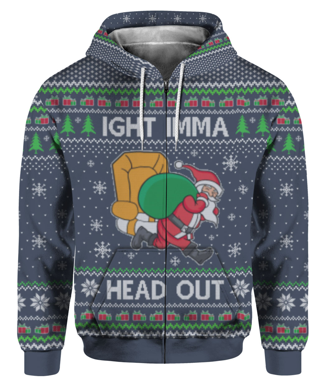 Ight Imma Head Out Santa Christmas Sweater Navy | Best Christmas Sweater